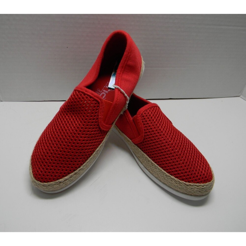 Kinetic Energy Red Mesh Slip-on Shoes Espadrille Rope Accent Flat Sole NWT